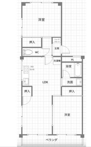 ユナイテッド碩田(2LDK/3階)の間取り写真