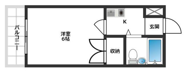 川西エンビィハイツ(1K/6階)の間取り写真