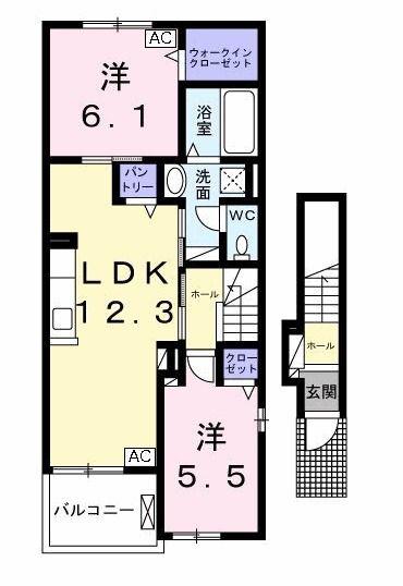 アリア エステートII(2LDK/2階)の間取り写真