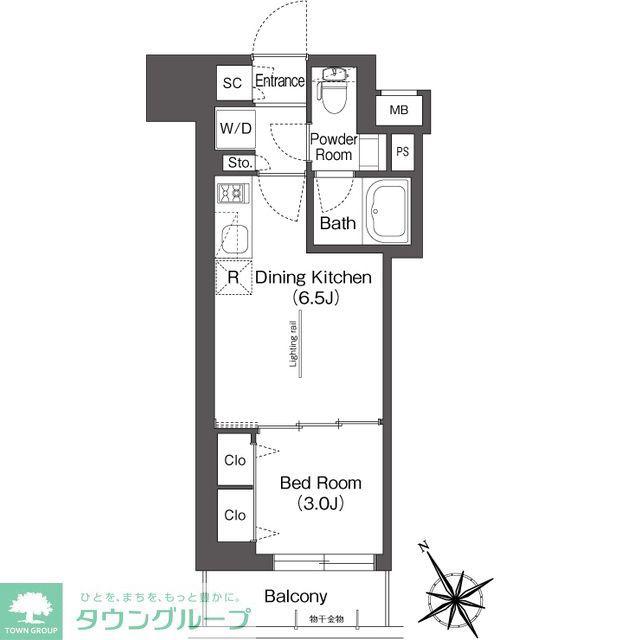 BLUROCK後楽園(1DK/4階)の間取り写真