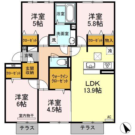 ドリームテュア/クレールシャト ドリームテュア(4LDK/3階)の間取り写真