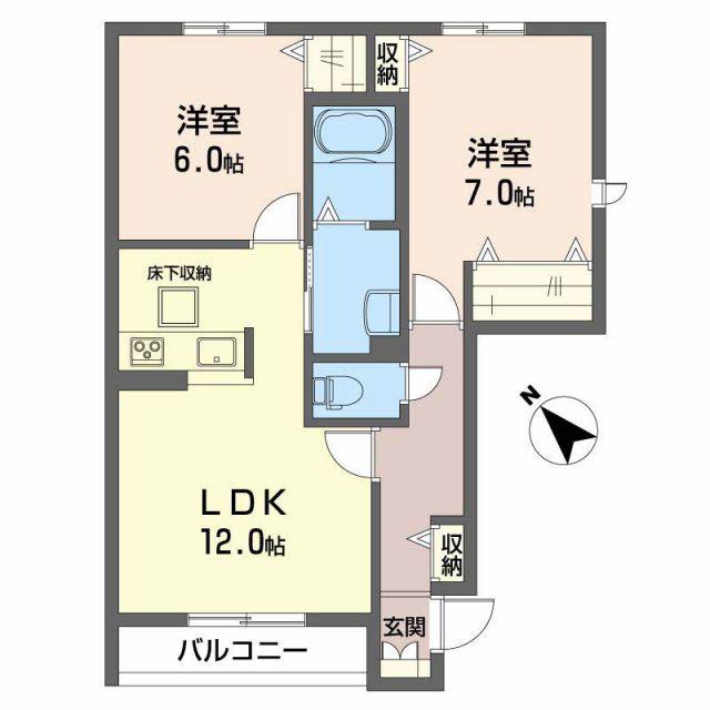 ガーデンスクエアC(2LDK/1階)の間取り写真