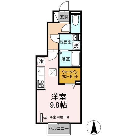 パインメイプル85(ワンルーム/1階)の間取り写真