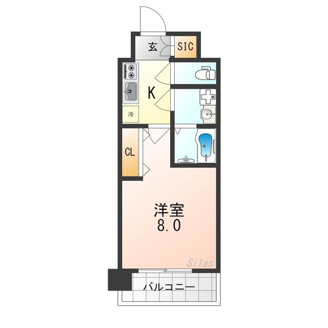 エステムコート京都西大路(1K/7階)の間取り写真