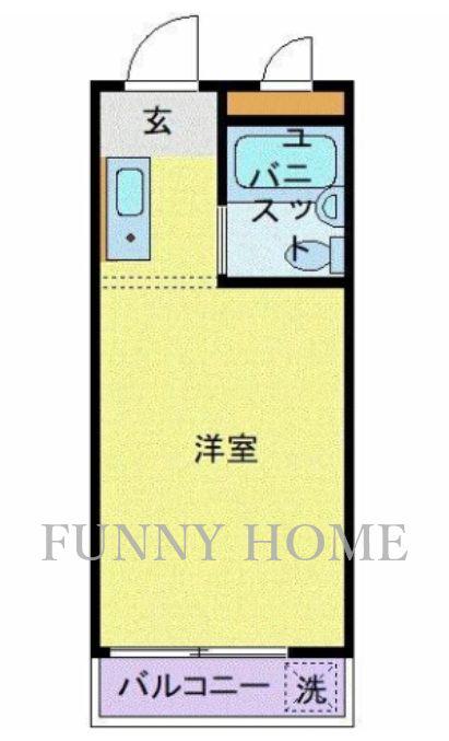 スカイコート池尻(ワンルーム/1階)の間取り写真