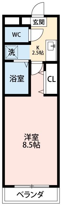 A・CITY宇頭(1K/4階)の間取り写真