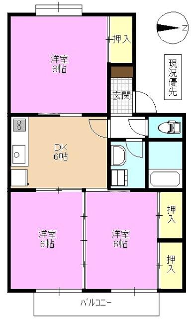 グリーンパーク丸田(3DK/1階)の間取り写真