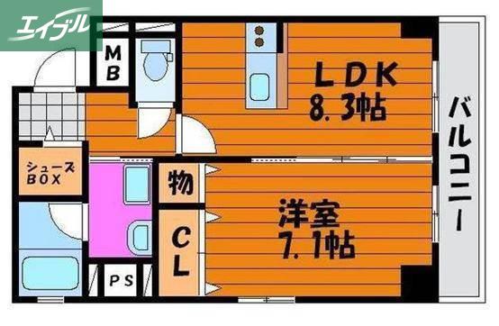 ハートフル医大西(1LDK/9階)の間取り写真