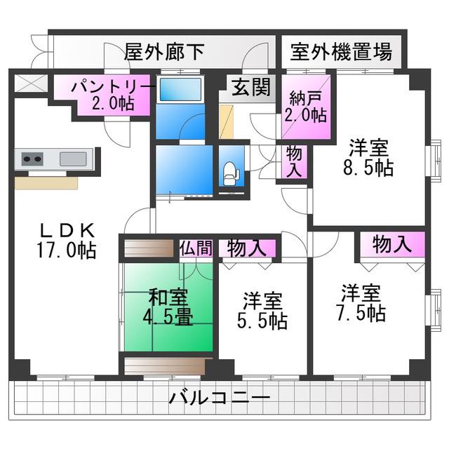マジョール松崎町(4LDK/6階)の間取り写真