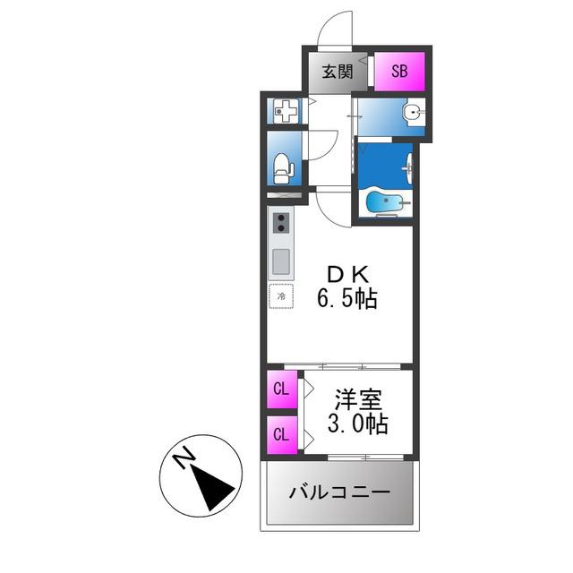 ARTIZA堺(1DK/11階)の間取り写真