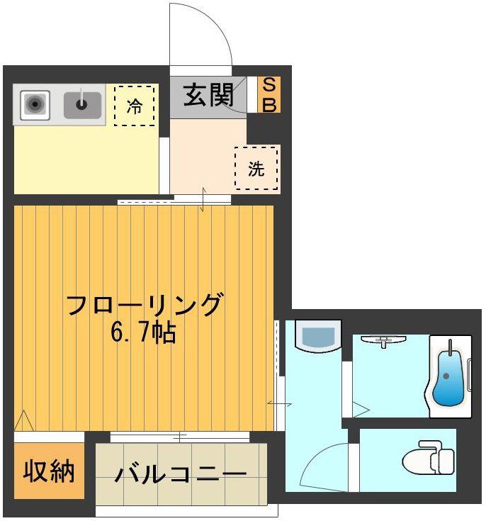 グランルミエール(1K/2階)の間取り写真