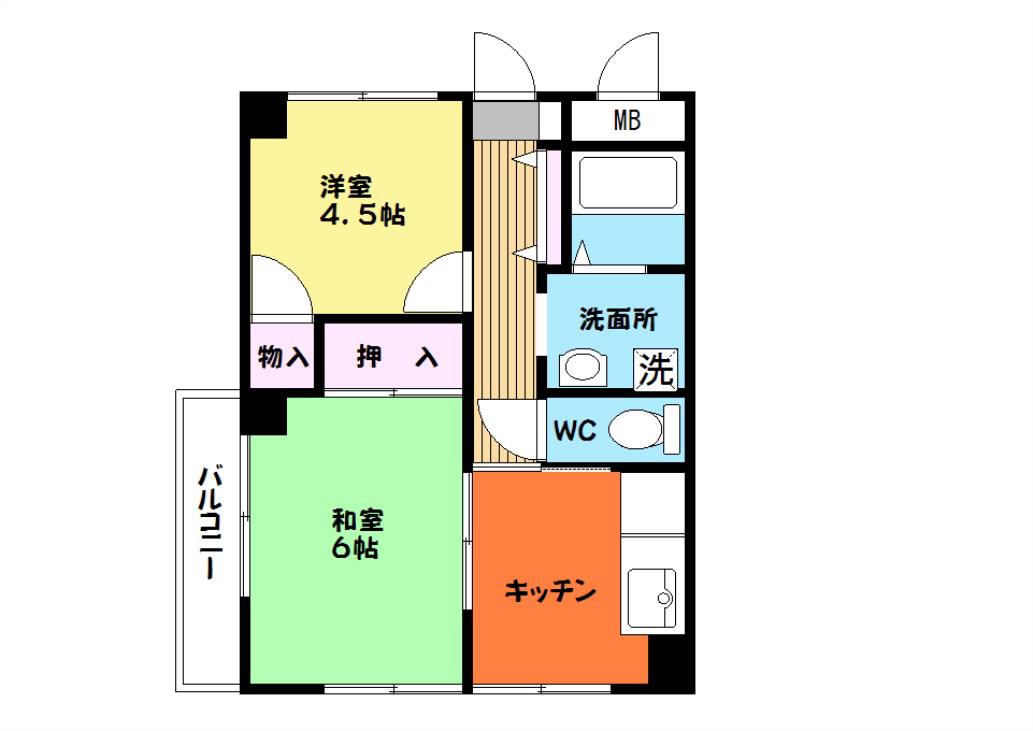 御蔵山マンション(2DK/2階)の間取り写真