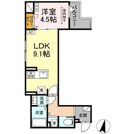 セレスティア大島(1LDK/2階)の間取り写真