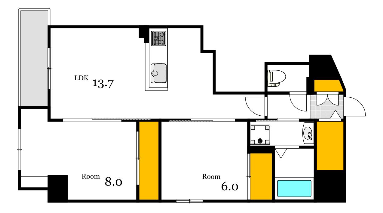 S-RESIDENCE富士見町AGLITTER(2LDK/2階)の間取り写真