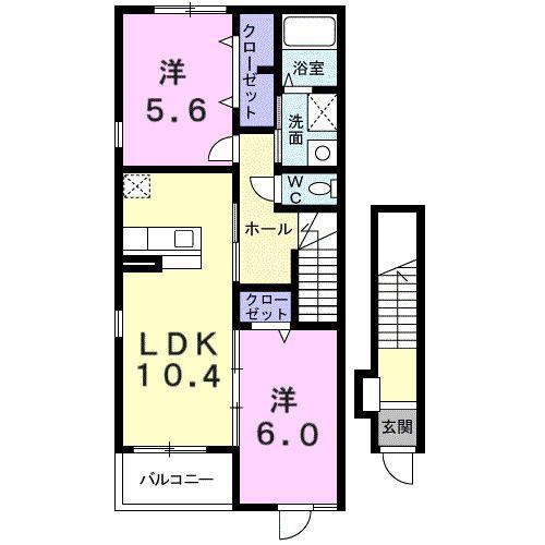 ブリーゼ(2LDK/2階)の間取り写真