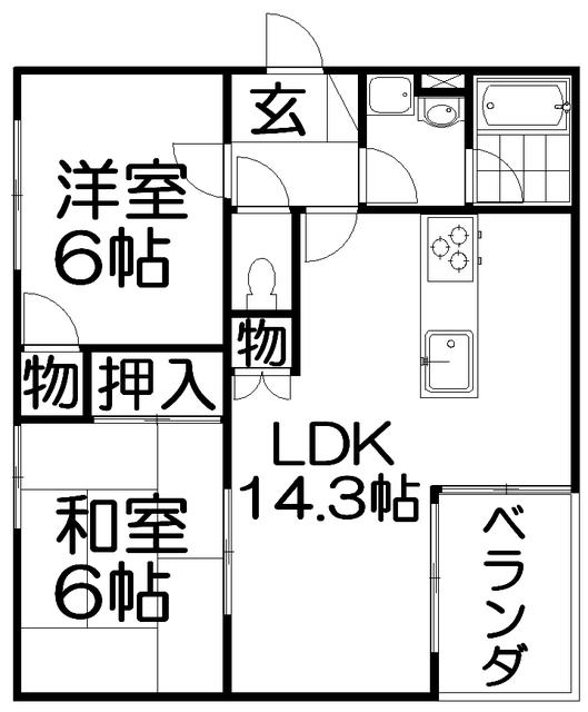 ルシール森田(2LDK/2階)の間取り写真