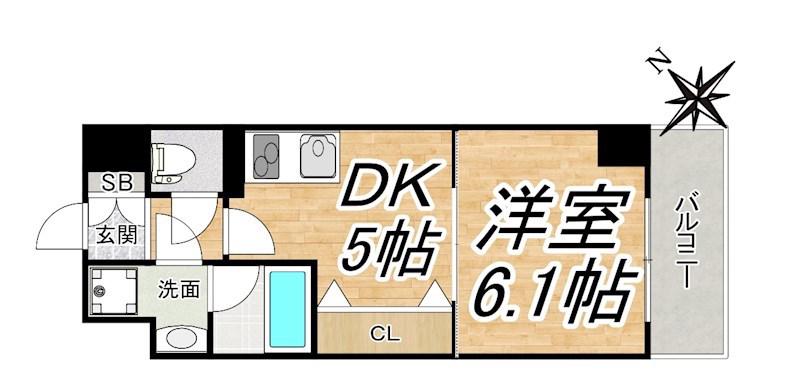 S-FORT福島EBIE(1DK/10階)の間取り写真