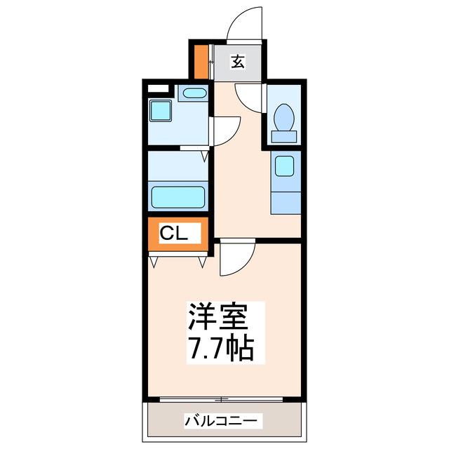 ギャラン熊本駅前(1K/4階)の間取り写真