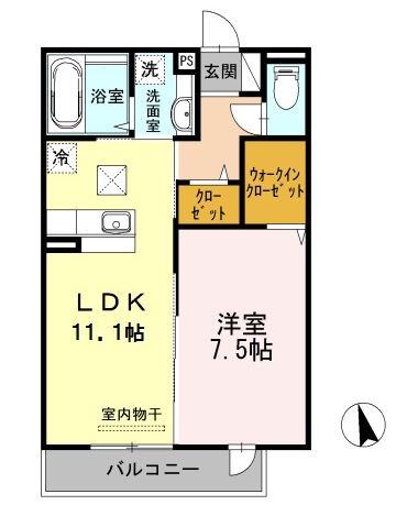 セントラルコート昭島(1LDK/1階)の間取り写真