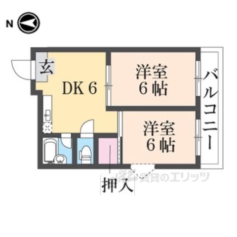 ナナハメゾン城南宮(2DK/4階)の間取り写真