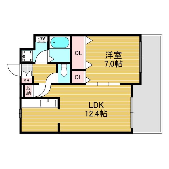 メゾンラリーブ(1LDK/5階)の間取り写真