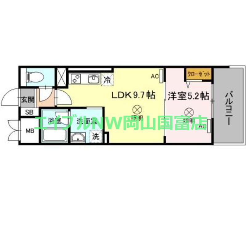 TWIN TOWERS AZUKI(1LDK/7階)の間取り写真