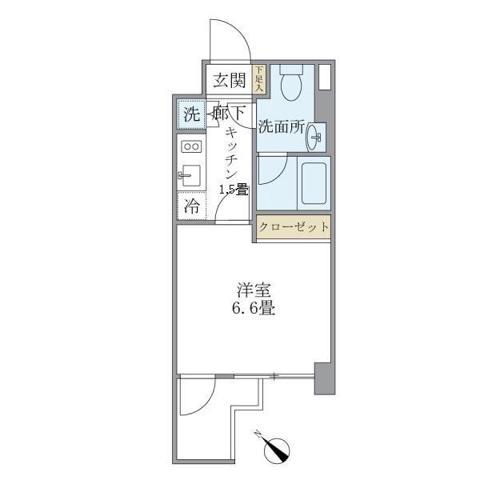 KDXレジデンス門前仲町(1K/5階)の間取り写真