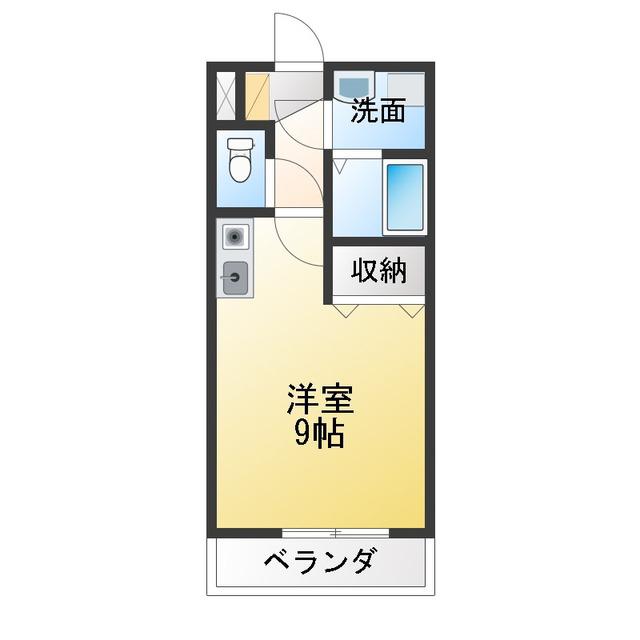 アセットII(ワンルーム/1階)の間取り写真