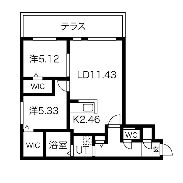 エフェクト南12条(2LDK/1階)の間取り写真