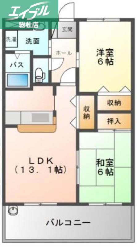 サンルーム秋桜(2LDK/1階)の間取り写真