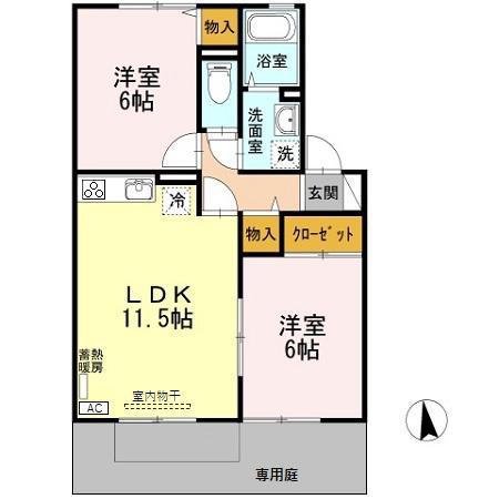エルフタウン吉久 K(2LDK/1階)の間取り写真