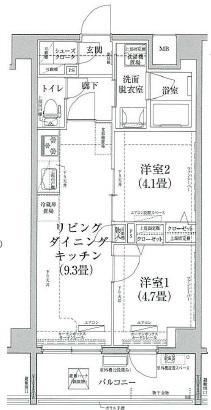 ルフレ プレミアム日暮里(2LDK/6階)の間取り写真