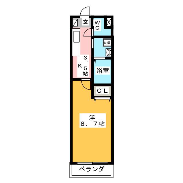 ポッドクレストV(1K/2階)の間取り写真
