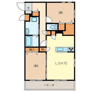 ライトコート曲本(2LDK/3階)の間取り写真