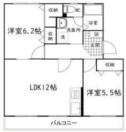 グリーンハイツ萩丘A(2LDK/3階)の間取り写真