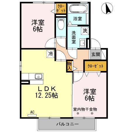 SUNNY TERRACE III(2LDK/2階)の間取り写真