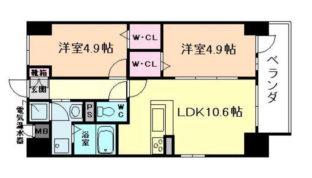 メゾンクラウン鷺洲(1SLDK/9階)の間取り写真