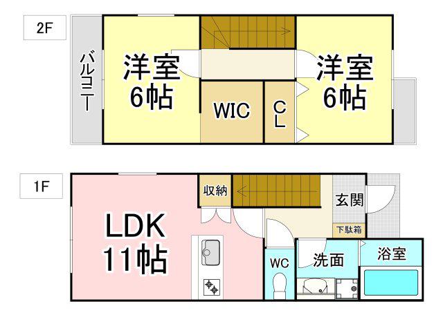 グランスタ馬場山Dコート(2LDK/1階)の間取り写真