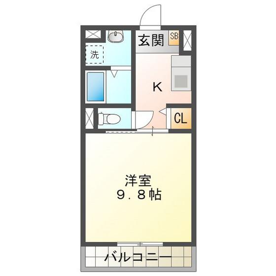 アーバンスカイ(1K/2階)の間取り写真