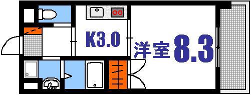 ソフィアコート光町(1DK/8階)の間取り写真