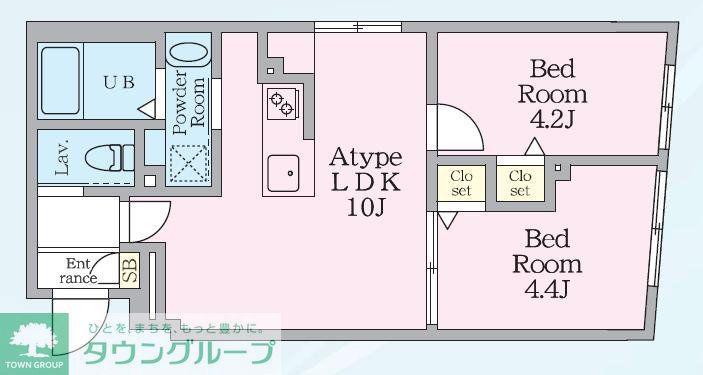 エルファーロ神楽坂III(2LDK/1階)の間取り写真