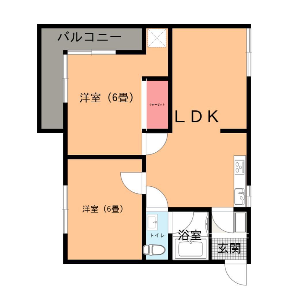 大和田ハイツ(2LDK/3階)の間取り写真
