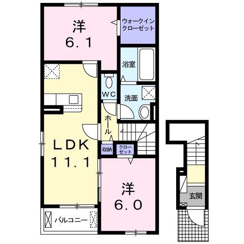 セレーネ(2LDK/2階)の間取り写真