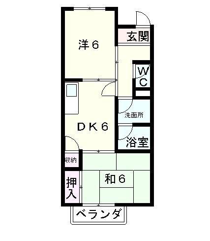 ビザビII(2DK/2階)の間取り写真