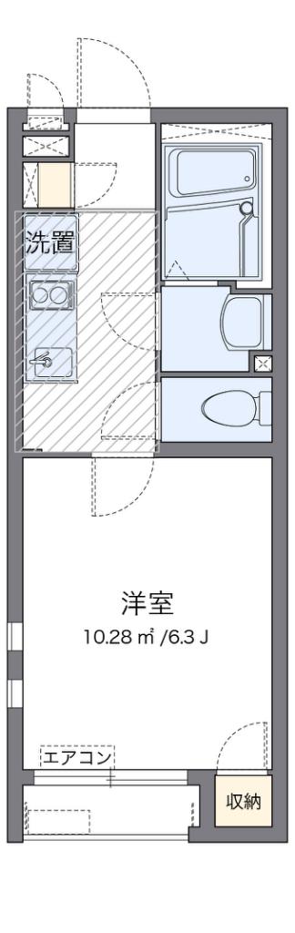 クレイノ壱番館(1K/2階)の間取り写真