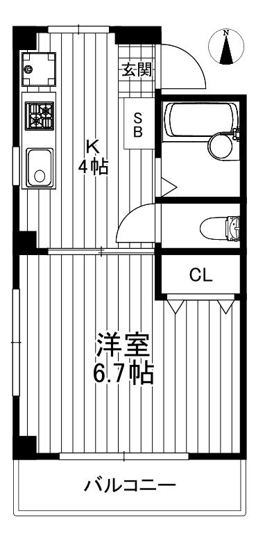 コアブランシュII(1K/2階)の間取り写真