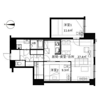 シルクヴェール城乾(2LDK/5階)の間取り写真