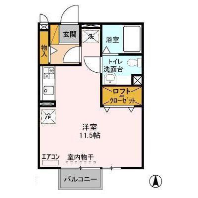 ESPERANZAA・B棟(ワンルーム/2階)の間取り写真