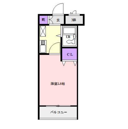 スカイコート宮崎台第2(1K/4階)の間取り写真