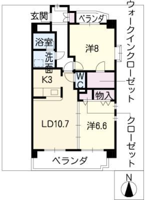 レルシール(2LDK/4階)の間取り写真